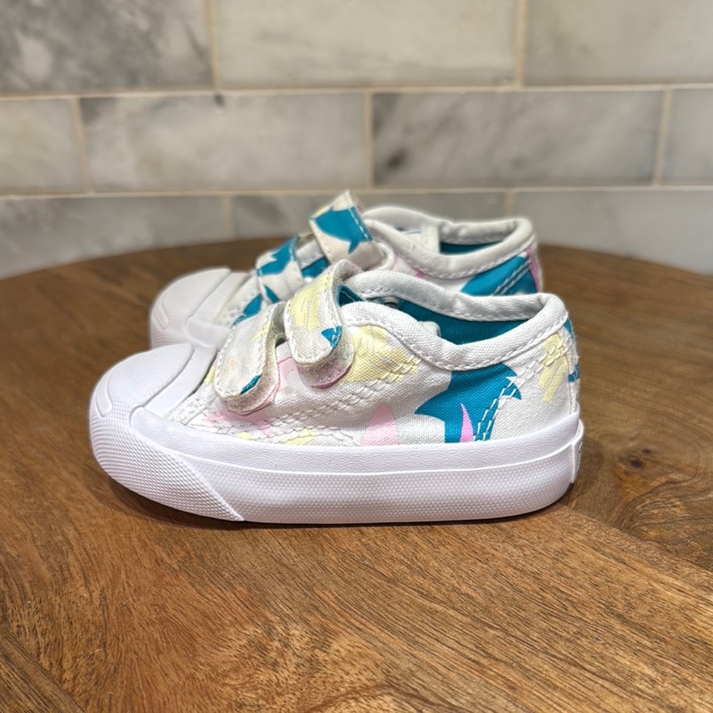 Converse Jack Purcell 2V 'White Pink' Kids Colorful Hook and Loop Sneakers